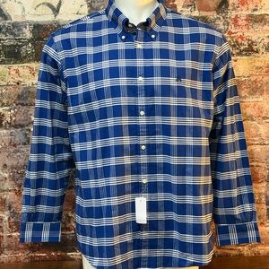Brooks Brothers Navy and White Plaid Shirt XXL
